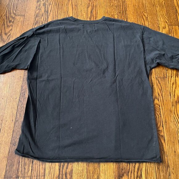 PacSun Boxy Fit Raw Hem Long Sleeve T-Shirt Men's Size M Dark Gray Black Cotton - Picture 8 of 8
